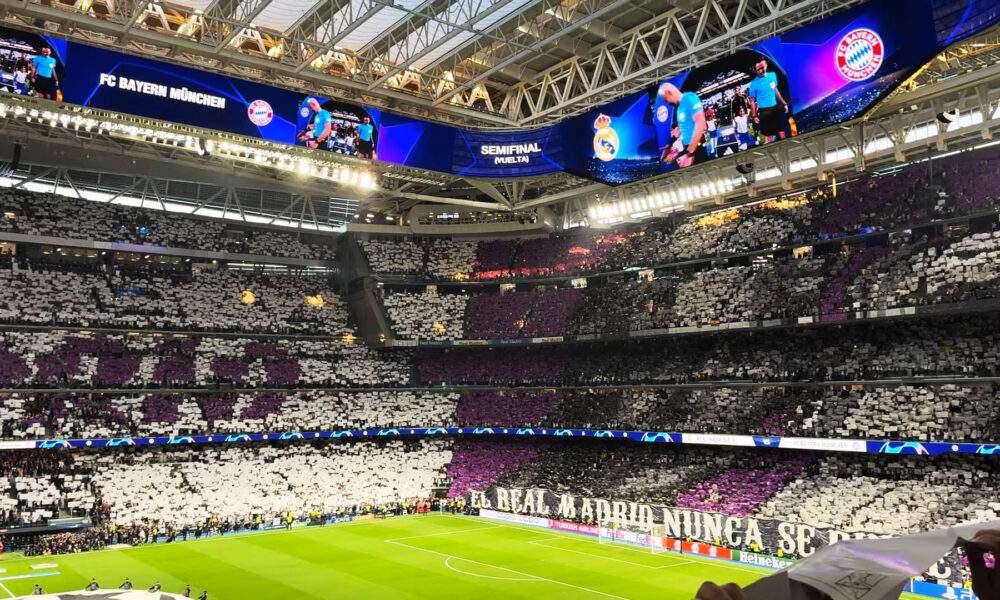 Real Madrid en contexto de mercado, con el estadio Santiago Bernabéu en Madrid