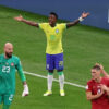 Vinicius Júnior, acción con Brasil durante un partido, 2022