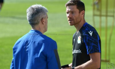 Xabi Alonso durante un entrenamiento de la Real Sociedad B